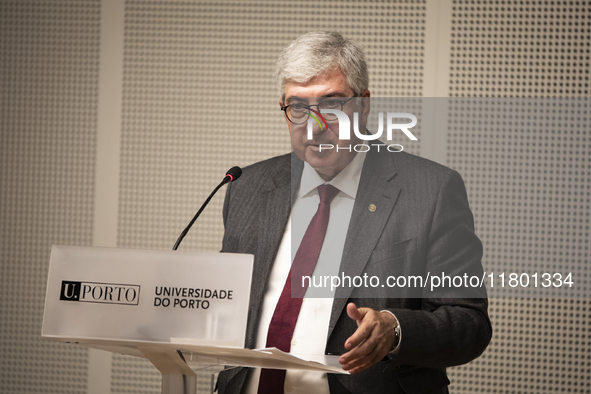 The Rector of the University of Porto, Antonio Sousa Pereira, attends the inauguration of the Prof. Dr. Jayme Rios Sousa Stadium in Porto, P...