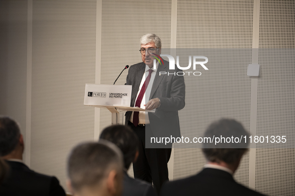 The Rector of the University of Porto, Antonio Sousa Pereira, attends the inauguration of the Prof. Dr. Jayme Rios Souza Stadium in Porto, P...