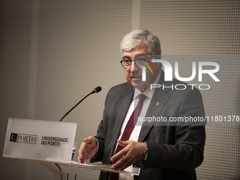 The Rector of the University of Porto, Antonio Sousa Pereira, attends the inauguration of the Prof. Dr. Jayme Rios Souza Stadium in Porto, P...