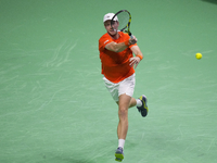 MALAGA, SPAIN - NOVEMBER 22: Botic van de Zandschulp of Team Netherlands during his singles match against Daniel Altamaier of Team Germany d...