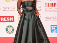 Movie star Mais Hemdan is on the red carpet at the conclusion of the Cairo Film Festival in its 45th session, held at the Egyptian Opera Hou...