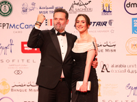 Movie star Mohamed Mahmoud Abdelaziz is on the red carpet at the conclusion of the Cairo Film Festival in its 45th session, held at the Egyp...