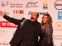 Movie star Mohamed Tharwat is on the red carpet at the conclusion of the Cairo Film Festival in its 45th session, held at the Egyptian Opera...