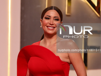 Movie star Nasreen Tafesh is on the red carpet at the conclusion of the Cairo Film Festival in its 45th session, held at the Egyptian Opera...