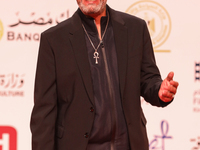 Movie star Sabry Fawwaz is on the red carpet at the conclusion of the Cairo Film Festival in its 45th session, held at the Egyptian Opera Ho...