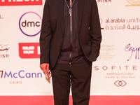 Movie star Sabry Fawwaz is on the red carpet at the conclusion of the Cairo Film Festival in its 45th session, held at the Egyptian Opera Ho...