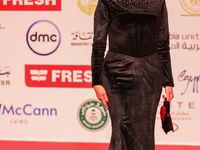 Movie star Solaf is on the red carpet at the conclusion of the Cairo Film Festival in its 45th session, held at the Egyptian Opera House in...