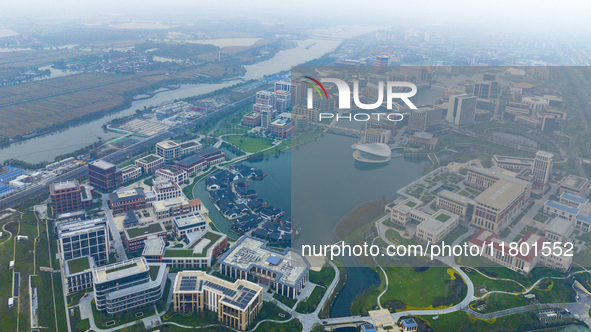 An aerial photo is taken at Huawei Lianqiuhu R&D Center in Shanghai, China, on November 22, 2024. 