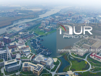 An aerial photo is taken at Huawei Lianqiuhu R&D Center in Shanghai, China, on November 22, 2024. (