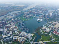 An aerial photo is taken at Huawei Lianqiuhu R&D Center in Shanghai, China, on November 22, 2024. (