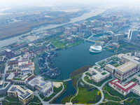 An aerial photo is taken at Huawei Lianqiuhu R&D Center in Shanghai, China, on November 22, 2024. (