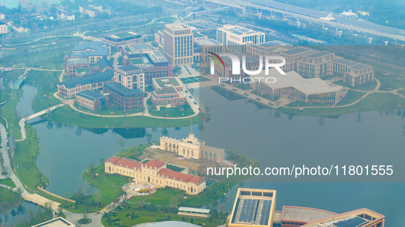 An aerial photo is taken at Huawei Lianqiuhu R&D Center in Shanghai, China, on November 22, 2024. 