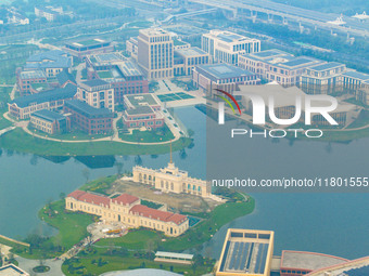 An aerial photo is taken at Huawei Lianqiuhu R&D Center in Shanghai, China, on November 22, 2024. (