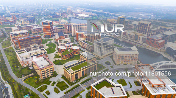 An aerial photo is taken at Huawei Lianqiuhu R&D Center in Shanghai, China, on November 22, 2024. 