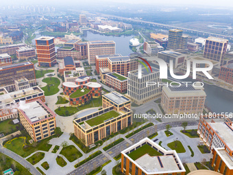 An aerial photo is taken at Huawei Lianqiuhu R&D Center in Shanghai, China, on November 22, 2024. (