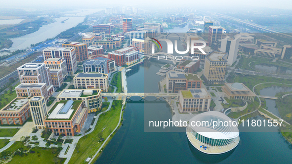 An aerial photo is taken at Huawei Lianqiuhu R&D Center in Shanghai, China, on November 22, 2024. 