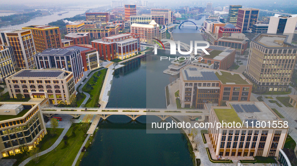 An aerial photo is taken at Huawei Lianqiuhu R&D Center in Shanghai, China, on November 22, 2024. 