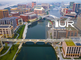 An aerial photo is taken at Huawei Lianqiuhu R&D Center in Shanghai, China, on November 22, 2024. (