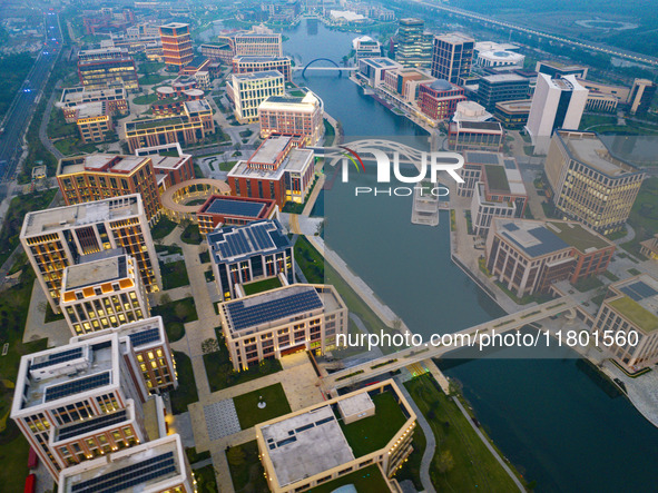 An aerial photo is taken at Huawei Lianqiuhu R&D Center in Shanghai, China, on November 22, 2024. 