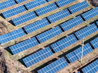 The photovoltaic power array area is on the barren hills on both sides of the rural road in Anqiu, China, on November 22, 2024. (