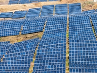 The photovoltaic power array area is on the barren hills on both sides of the rural road in Anqiu, China, on November 22, 2024. (