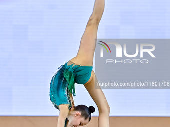 Anna Kondrashina of Belarus competes in the Ball final of the International Rhythmic Gymnastics Tournament ''Sky Grace 2024'' at Aspire Zone...