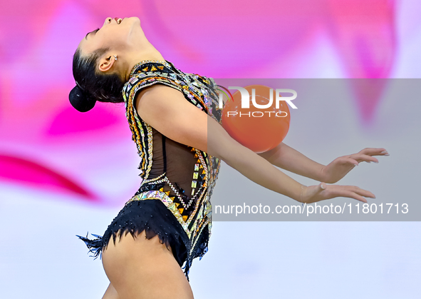 Breanna Labadan of the Philippines competes in the Ball final of the International Rhythmic Gymnastics Tournament ''Sky Grace 2024'' at Aspi...