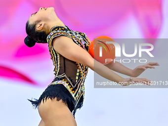 Breanna Labadan of the Philippines competes in the Ball final of the International Rhythmic Gymnastics Tournament ''Sky Grace 2024'' at Aspi...