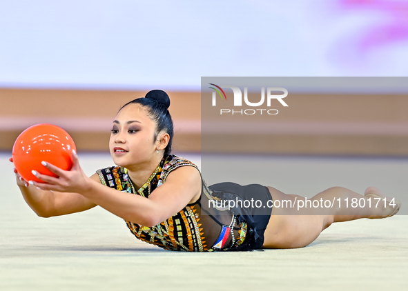 Breanna Labadan of the Philippines competes in the Ball final of the International Rhythmic Gymnastics Tournament ''Sky Grace 2024'' at Aspi...