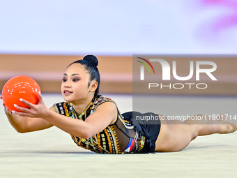 Breanna Labadan of the Philippines competes in the Ball final of the International Rhythmic Gymnastics Tournament ''Sky Grace 2024'' at Aspi...