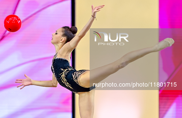 Mariia Borisova of Russia competes in the Ball final of the International Rhythmic Gymnastics Tournament ''Sky Grace 2024'' at Aspire Zone F...