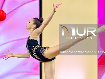 Mariia Borisova of Russia competes in the Ball final of the International Rhythmic Gymnastics Tournament ''Sky Grace 2024'' at Aspire Zone F...