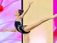 Mariia Borisova of Russia competes in the Ball final of the International Rhythmic Gymnastics Tournament ''Sky Grace 2024'' at Aspire Zone F...