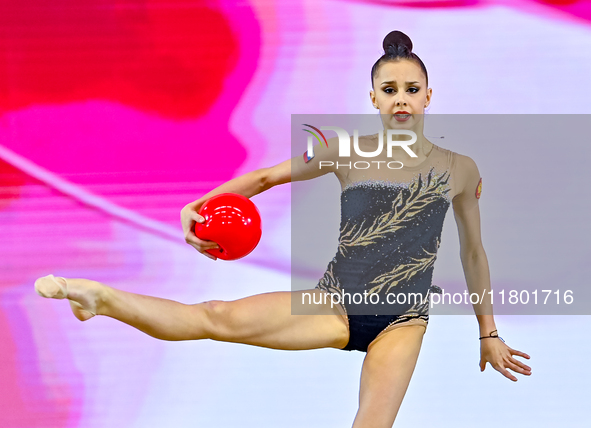 Mariia Borisova of Russia competes in the Ball final of the International Rhythmic Gymnastics Tournament ''Sky Grace 2024'' at Aspire Zone F...