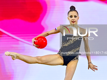 Mariia Borisova of Russia competes in the Ball final of the International Rhythmic Gymnastics Tournament ''Sky Grace 2024'' at Aspire Zone F...