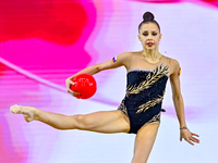 Mariia Borisova of Russia competes in the Ball final of the International Rhythmic Gymnastics Tournament ''Sky Grace 2024'' at Aspire Zone F...