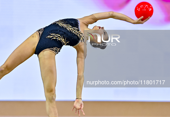 Mariia Borisova of Russia competes in the Ball final of the International Rhythmic Gymnastics Tournament ''Sky Grace 2024'' at Aspire Zone F...