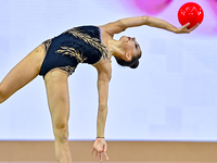 Mariia Borisova of Russia competes in the Ball final of the International Rhythmic Gymnastics Tournament ''Sky Grace 2024'' at Aspire Zone F...