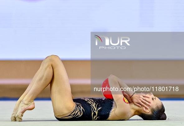 Mariia Borisova of Russia competes in the Ball final of the International Rhythmic Gymnastics Tournament ''Sky Grace 2024'' at Aspire Zone F...