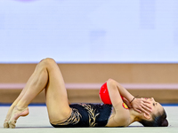 Mariia Borisova of Russia competes in the Ball final of the International Rhythmic Gymnastics Tournament ''Sky Grace 2024'' at Aspire Zone F...