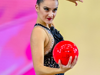 Alina Harnasko of Belarus competes in the Ball final of the International Rhythmic Gymnastics Tournament ''Sky Grace 2024'' at Aspire Zone F...