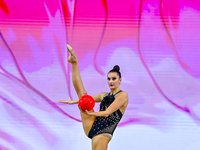 Alina Harnasko of Belarus competes in the Ball final of the International Rhythmic Gymnastics Tournament ''Sky Grace 2024'' at Aspire Zone F...