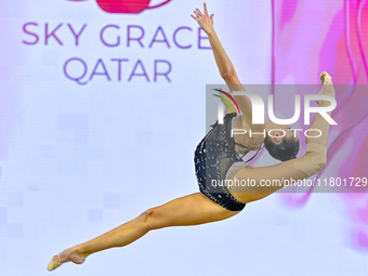 Alina Harnasko of Belarus competes in the Ball final of the International Rhythmic Gymnastics Tournament ''Sky Grace 2024'' at Aspire Zone F...