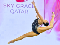 Alina Harnasko of Belarus competes in the Ball final of the International Rhythmic Gymnastics Tournament ''Sky Grace 2024'' at Aspire Zone F...