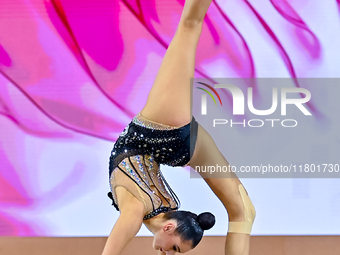 Alina Harnasko of Belarus competes in the Ball final of the International Rhythmic Gymnastics Tournament ''Sky Grace 2024'' at Aspire Zone F...