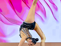 Alina Harnasko of Belarus competes in the Ball final of the International Rhythmic Gymnastics Tournament ''Sky Grace 2024'' at Aspire Zone F...