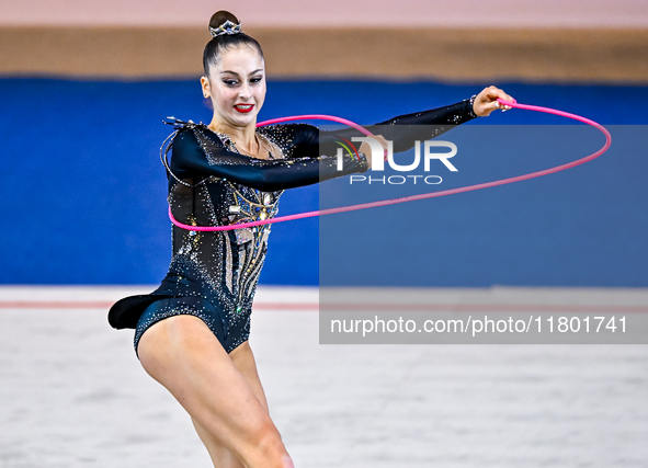 Silva Sargsyan of Armenia competes in the rope final of the International Rhythmic Gymnastics Tournament ''Sky Grace 2024'' at Aspire Zone F...