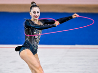 Silva Sargsyan of Armenia competes in the rope final of the International Rhythmic Gymnastics Tournament ''Sky Grace 2024'' at Aspire Zone F...