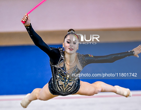 Silva Sargsyan of Armenia competes in the rope final of the International Rhythmic Gymnastics Tournament ''Sky Grace 2024'' at Aspire Zone F...