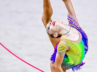 Polina Frolova of Russia competes in the rope final of the International Rhythmic Gymnastics Tournament ''Sky Grace 2024'' at Aspire Zone Fo...